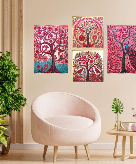 Set of Four Wall Paintings for Wall Dacoration Golden Framed Wall Paintings for Living Room & Bedroom Wall Art for Home Decoration & Office Wall Décor (13x10 inch CH-GD4-4)