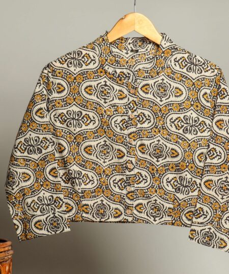 Handmade Block Print Cotton for Women ? Ethnic Floral Printed Top with Long Sleeves