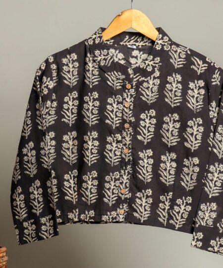 Handmade Block Print Cotton for Women ? Ethnic Floral Printed Top with Long Sleeves
