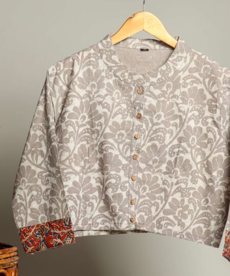 Handmade Block Print Cotton for Women ? Ethnic Floral Printed Top with Long Sleeves